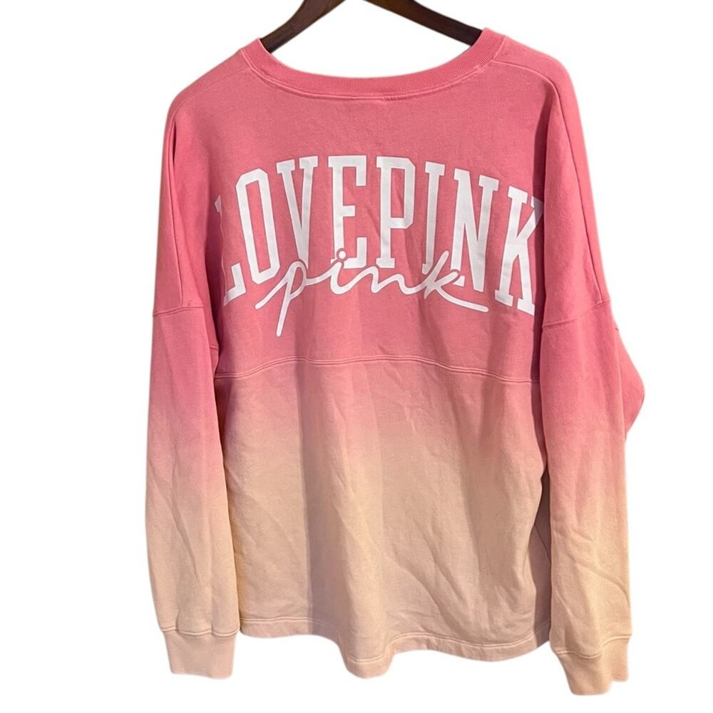 VICTORIA’S SECRET Pink Varsity Crew Sweatshirt Top Medium 3111-9 - Picture 2 of 10